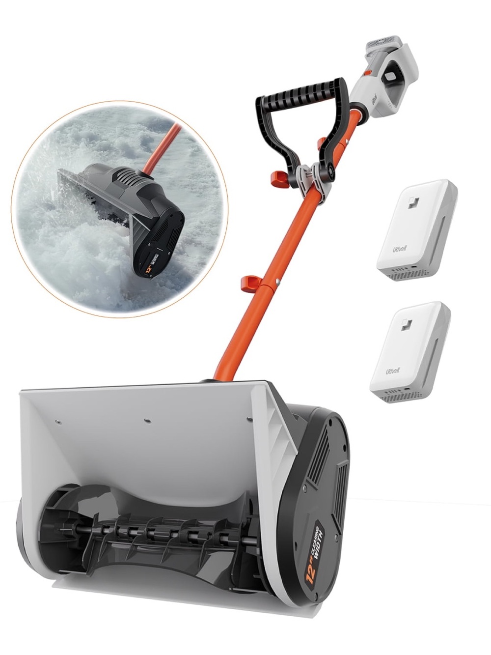 Cordless Electric Snow Shovel - White and Orange
